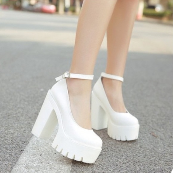 platform mary janes white